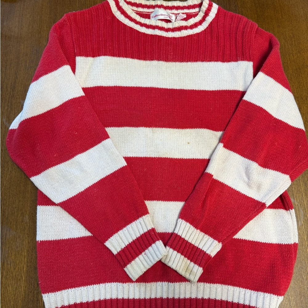 Vintage 80’s Red and White Striped Crew Neck Sweater